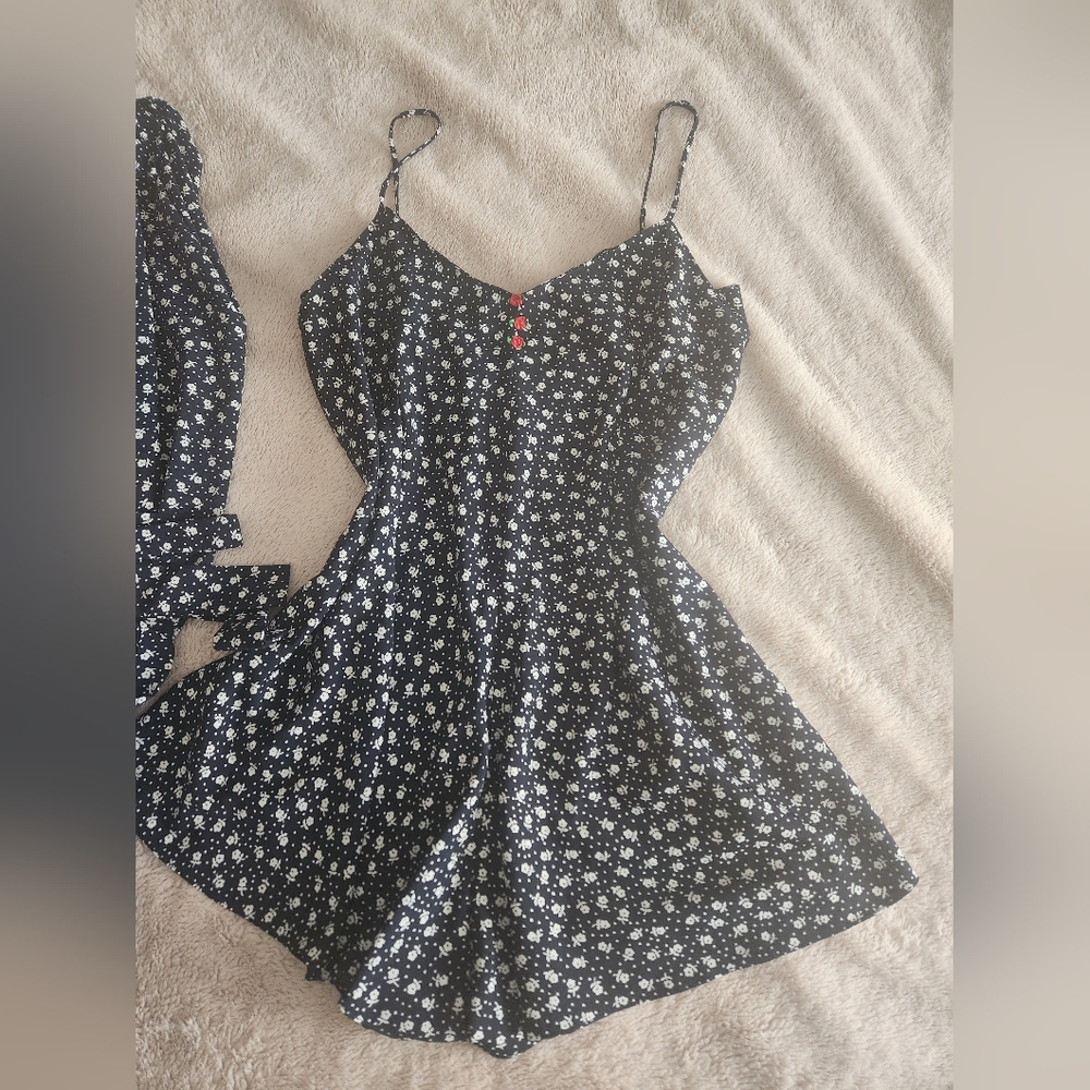Vintage Amelia's Blue & White‎ Floral Loungewear With Matching Robe LG